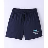 Doreme Single Jersey Knit Shorts With Tropical Beach Print - Navy Blue Blue