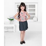 TINY BABY Sleeveless Floral Printed Top & Skirt Set - Pink