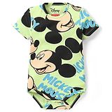 Babyhug Disney Cotton Knit Half Sleeves Onesies With Mickey Mouse Print - Green