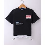 Little Kangaroos 100% Cotton Woven Half Sleeves T-Shirt Text Print - Black