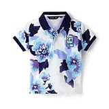 RUFF Half Sleeves Floral Printed Polo T-Shirt - Blue