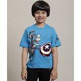 Kidsville Marvel Featuring Half Sleeves Captain America Printed Tee - Blue