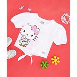 Pantaloons Junior Hello Kitty Featuring Half Sleeves Character Printed Top - Bright White