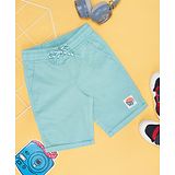 Pantaloons Junior Summer Vibe Text Printed Shorts - Eggshell Blue