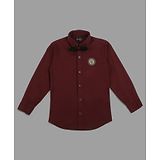 Actuel Full Sleeves Solid Shirt With Bow - Maroon