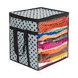 PrettyKrafts XL Saree Cover,sari organizer with handles & transparent front Extra Large Sari Cover Single Grey Dots