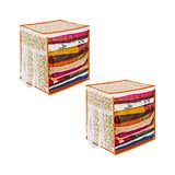 PrettyKrafts XL Saree Cover,sari organizer with handles & transparent front Extra Large Sari Cover Pack of 2