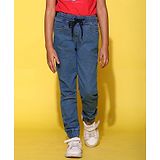 Tales & Stories Cotton Solid Joggers - Blue