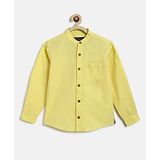 Tales & Stories Cotton Full Sleeves Solid Shirt - Yellow