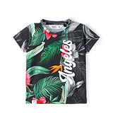 Ruff Half Sleeves T-Shirt Tropical Theme Print - Black