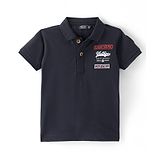 Ruff Half Sleeves Polo T-Shirt with Patch - Navy