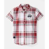 Ruff Twill Woven  Half Sleeves Checks Shirt - Red