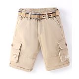 RUFF Cotton Woven Knee Length Solid Jamaican with Belt - Khaki