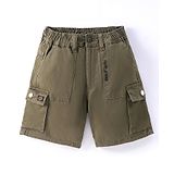 RUFF Cotton Woven Knee Length Solid Shorts - Khaki