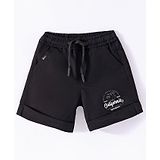 Ruff Cotton Woven Text Printed Shorts - Black