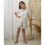 Fairies Forever Cotton Woven Half Sleeves Ice Creams Printed Coordinating Shirt & Shorts - Green