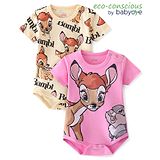 Babyoye Disney Interlock Knit Half Sleeves  Onesies with Bambi  Print Pack of 2 - Multicolour