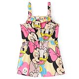 Babyhug Disney Single Jersey Knit Singlet Sleeves  Jumpsuits with Frills Detailing and Minnie Mouse Print - Pink & Yellow