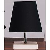 Devansh Cotton Square White Wood Table Lamp - Black