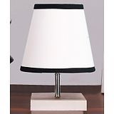 Devansh Cotton Square White Wood Table Lamp - White And Black