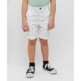 One Friday Nautical Printed Cotton Shorts - White