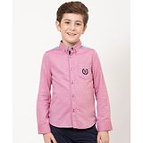 One Friday Full Sleeves Placement Alphabet Embroidered Shirt  - Pink