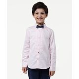 One Friday Full Sleeves Solid Shirt With Bow - Pink