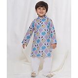 AJ Dezines Full Sleeves Patola Style Animals Printed Kurta & Pyjama Set - Grey