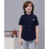 One Friday Half Sleeves Solid Shirt - Navy Blue