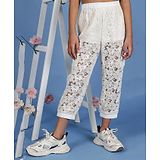 One Friday Floral Lace Detailed  Joggers - Off White