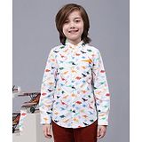 One Friday Full Sleeves Dinosaurs Printed Shirt - Off White