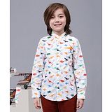 One Friday Full Sleeves Dinosaurs Printed Shirt - Off White