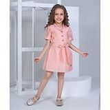 Peppermint Half Sleeves Solid Dress - Peach