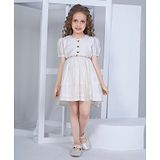 Peppermint Half Sleeves Solid Dress With Belt - Beige