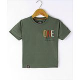 Noddy Half Sleeves One Text Patched Tee - Olive Green