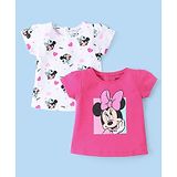 Babyhug Disney 100% Cotton Knit Half Sleeves Tops with Minnie Mouse Graphics Pack of 2 - Multicolour