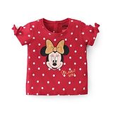 Babyhug Disney Cotton Knit Half Sleeves Top With Minnie Mouse Graphics & Bow Applique - Red