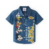 Babyhug Disney Denim Woven Half Sleeve Shirt With Mickey Mouse Graphics - Navy Blue