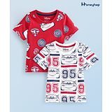 HoneyHap Disney Cotton Knit Half Sleeves T-Shirts with Cars Graphics Pack of 2 - Multicolour