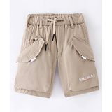 Ruff Cotton Woven Knee Length Jamaican with Text Print - Khaki