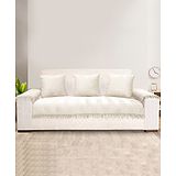 Saral Home Chevron Sofa Cover Set (1 Seat Cover, 3 Cushion Cover, 2 Arm Covers)