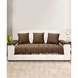 Saral Home Chevron Sofa Cover Set (1 Seat Cover, 3 Cushion Cover, 2 Arm Covers)