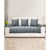 Saral Home Chevron Sofa Cover Set (1 Seat Cover, 3 Cushion Cover, 2 Arm Covers)