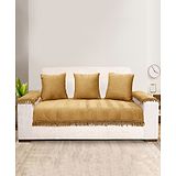 Saral Home Chevron Sofa Cover Set (1 Seat Cover, 3 Cushion Cover, 2 Arm Covers)