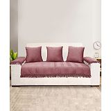 Saral Home Chevron Sofa Cover Set (1 Seat Cover, 3 Cushion Cover, 2 Arm Covers)