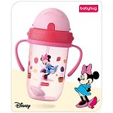 Babyhug Disney Flip Cap Open Sipper Cup with Weighted Straw & Minnie Mouse Print Pink - 270 ml