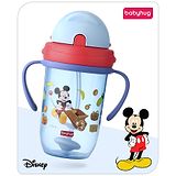 Babyhug Disney Flip Cap Open Sipper Cup with Weighted Straw & Mickey Mouse Print Blue - 270 ml