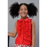 One Friday Sleeveless Floral Lace Embellished  Frilled  Top - Red