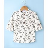 Ridokidz Full Sleeves Animal Printed Kurta - Off White