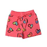 Tiny Girl Hearts Printed Shorts - Tomato Red